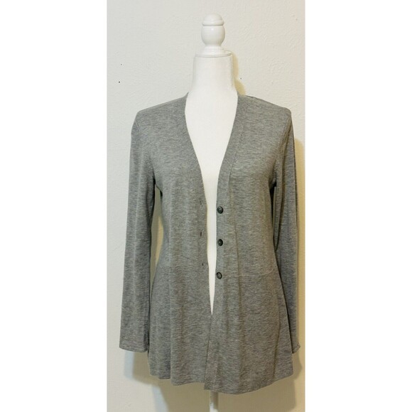 J Jill Women Size XS Gray Button Up Cardigan Essential Closet Staple Office - Picture 1 of 10